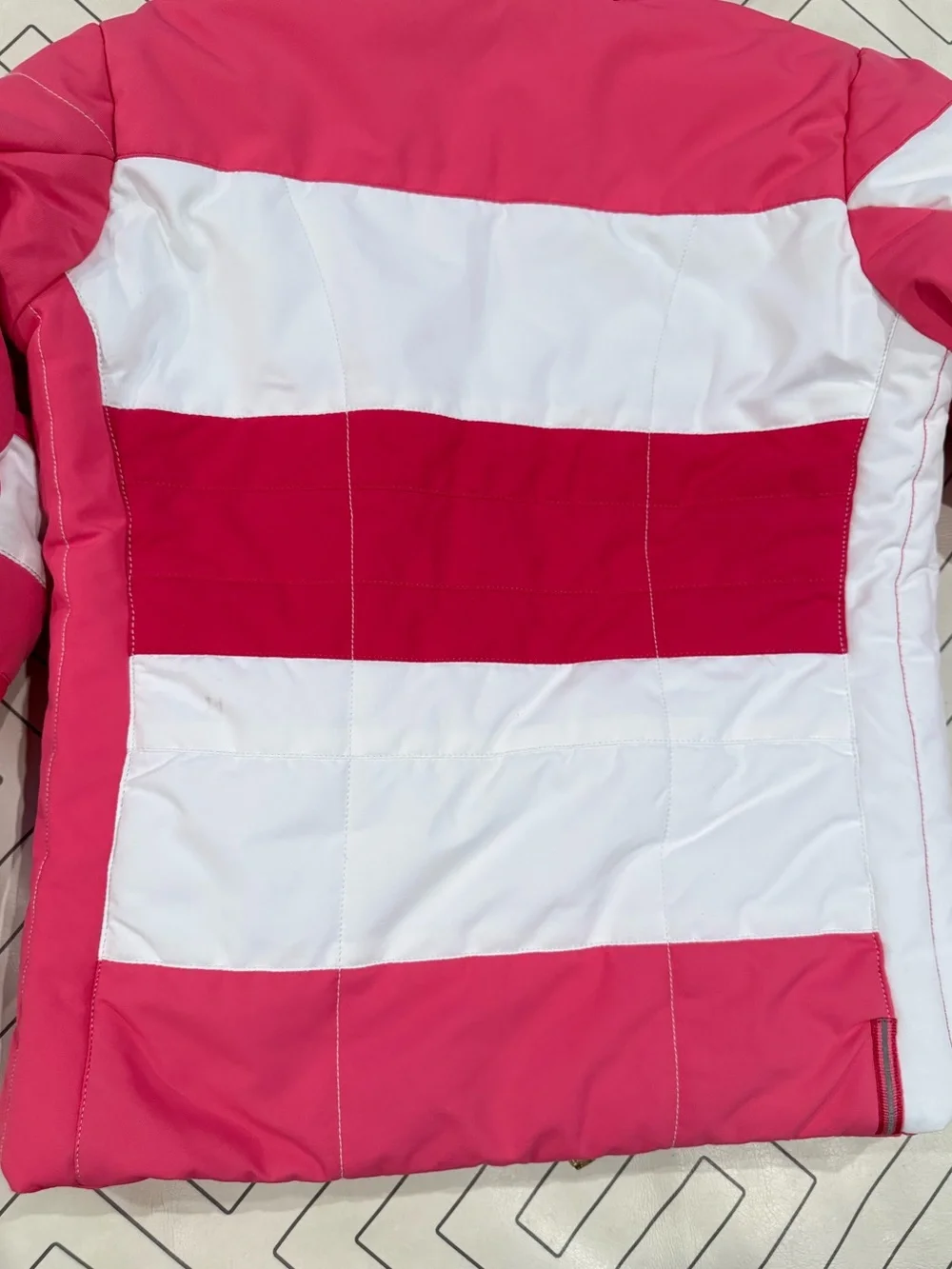 Obermeyer Pink and White Ski Puffer Jacket